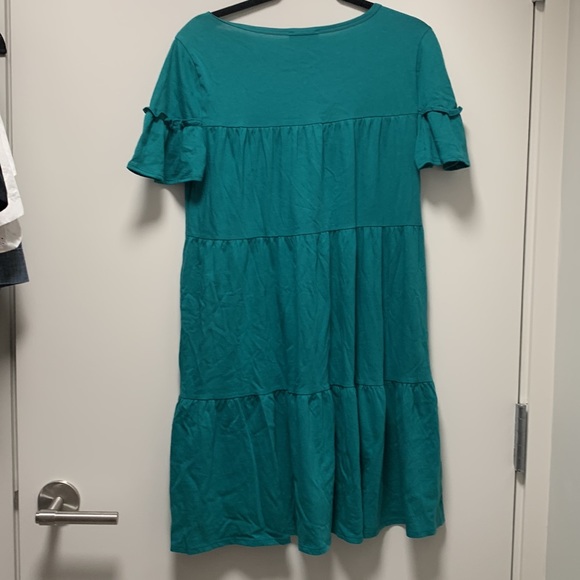 J. Crew Broken In Tiered Mini Dress in Green Deep Patina Size Small - Picture 6 of 7